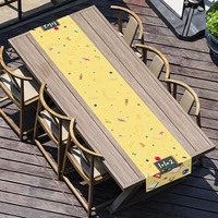Chemin de table imprimé jaune « Happy First Day School » pour la rentrée scolaire et les décorations de fête, nappe de table en polyester