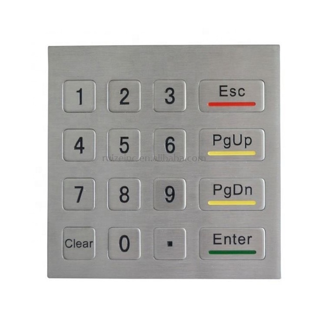 4x4 Matrix IP65 Waterproof Access Control ATM Terminal Vending Machine Industrial Numeric Metal Keypad Stainless Steel Keyboard