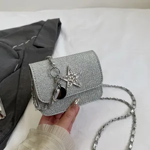 Star Design Women's Small Square Shoulder Bag Y2k Portable Ladies Chain Crossbody Bags Simple Female Handbags Clutch <b>Purse</b> - Product Image 1