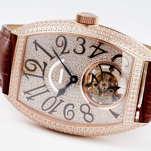 Reloj de Lujo para Hombre, con Moissanita en Oro Rosa, Diseño de Barril, Mecánico, Totalmente Automático, Tourbillon, Deportivo, de Alta Calidad, para Negocios - Product Image 1