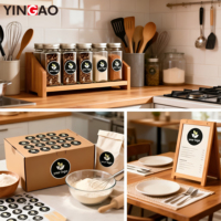 Étiquettes autocollantes personnalisées découpées à la forme, imperméables, écologiques, noires, pour bocaux à épices, garde-manger, cuisine, bouteilles en verre, avec impression de logo, conformes aux normes alimentaires