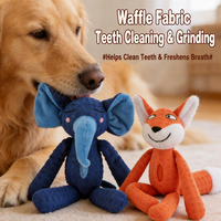 Jouet à mâcher pour chien en peluche gaufrée, interactif et durable, avec compartiment pour friandises et couineur, motifs renard, lapin, éléphant, pour le nettoyage des dents