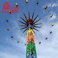 Tour de manège commercial Sky Flyer pour fêtes foraines, 12/24 places, chaises volantes rotatives en altitude