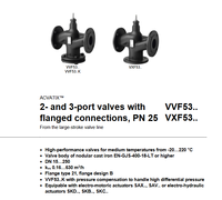 Vanne à soupape sphérique électrique à trois voies à brides SIEMENS VXF53.50, PN25, DN50, Kvs 40, régulation en pourcentage égal, température moyenne -20~220°C ° C