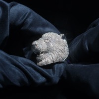 2025 nouveau Design argent Moissanite VVS1 D couleur glacé 3D haute qualité personnalisé personnage Lion anneau HipHop Style Unique