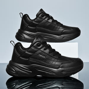 נעלי סתיו וחורף חדשות לגברים במידות גדולות, שחורות, נגד החלקה, עמידות למים, עם סוליה עבה, נעלי ריצה וספורט בסגנון אבא. - Product Image 3