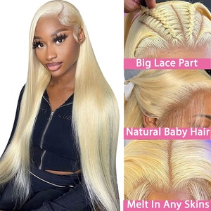 Perruques brésiliennes lisses, os soyeux, bon marché, 13x4, 613 HD, Full Lace Wig, cheveux humains, 32 pouces, perruques <span class=keywords><strong>Alibaba</strong></span> - Product Image 3