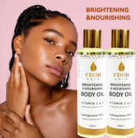 Huile pour le corps éclaircissante et illuminante FDOB SKIN 200 ml, flacon ambré, formule nourrissante, complexe de vitamines C et E, sans hydroquinone, citron
