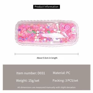 กิ๊บติดผมเด็กน่ารักแบบกลิตเตอร์ ชุด 3 ชิ้น แบบทรายวิบวับ คลิป BB สไตล์หวานสำหรับเด็กผู้หญิง ติดผมด้านข้าง ประดับด้วยกลิตเตอร์ ผลิตจากวัสดุ PC - Product Image 4