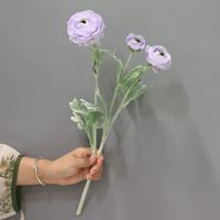 Bunga Peony Sutra Buatan 3 Kepala 49cm Grosir dengan Bunga Teratai Berumbai untuk Dekorasi Pernikahan, Pesta Rumah