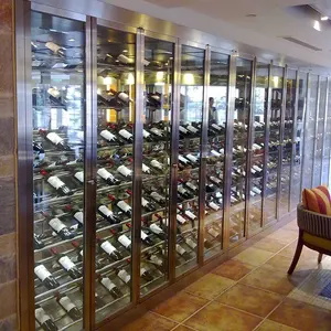 Vitrina de acero inoxidable 304 para almacenamiento de vino tinto, vitrina de exhibición personalizada para restaurante y Bar