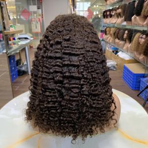 Perruque Bob Courte Bouclée en Cheveux Humains avec Dentelle Frontale 13x4 de 14 Pouces, Couleur 4, Cheveux Birmans - Product Image 4