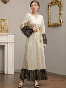 SIPO Modest Traditional Muslim <b>Women's</b> Abaya Dress Embroidered Floral Blooming Maxi Length <b>Cardigan</b> Robe Sashes Long Sleeve for - Product Image 4