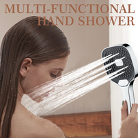 Pommeau de douche carré en plastique durable pour salle de bain 3 modes Pommes de douche modernes avec jet réglable pour des douches relaxantes