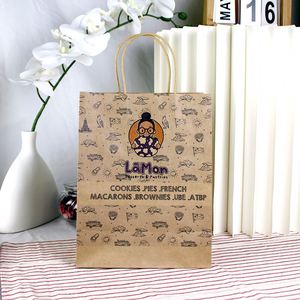 ถุงกระดาษคราฟท์สีน้ำตาลธรรมชาติแบบรีไซเคิลได้ สั่งทำได้ ปริมาณสั่งซื้อขั้นต่ำน้อย เหมาะสำหรับใส่ของขวัญ อาหาร และอาหารแบบนำกลับบ้าน - Product Image 3