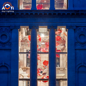 Grand lustre en verre artistique rouge avec abat-jour en acier inoxydable |   Éclairage décoratif personnalisé à LED pour hôtel/villa, garantie 5 ans - Product Image 6