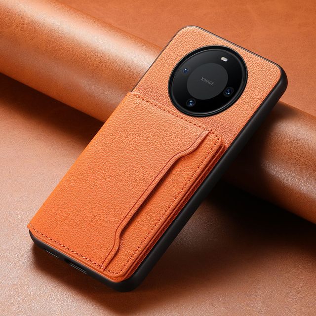 Denior Luxury Lychee Pattern PU Leather Phone Case Camera Protector Screen Protector for Mate/Nova/Honor/P Series Card