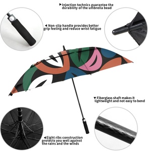 UV Protect Semi-Automatic Open Non Slip EVA Handle Fiberglass <b>Frame</b> Straight Umbrella for Men Women Golf Use Rain Sun - Product Image 2