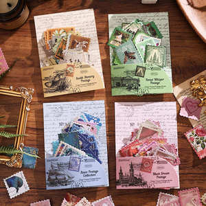 100 Stück pro Packung Zeit- und Poststempel-Serie Retro-Stempel-inspirierte Rustikale Journaling-Materialien & DIY Dekorative Aufkleber - Product Image 1
