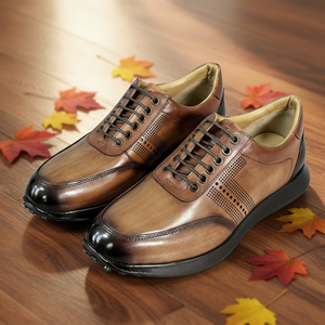 Chaussures Derby Homme Style Britannique <span class=keywords><strong>Vintage</strong></span> à Lacets Formelles Décontractées Respirantes Printemps-Été Tige en PU Semelle Extérieure en PVC Mariage Bureau Quotidien - Product Image 1