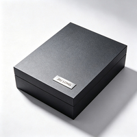 Boîte cadeau en papier avec fermeture à rabat, logo personnalisé, luxe, noir mat, pour vêtements, emballage cadeau