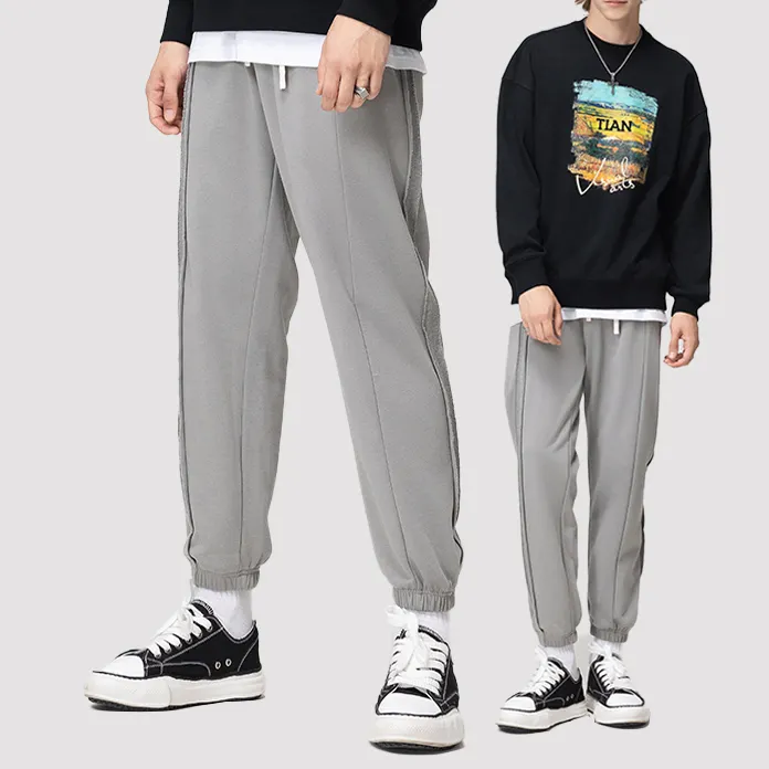 Wholesale Custom Men Grey Jogging Sport Pants Trousers Track Design Plus Size Sweat Men's Pants
