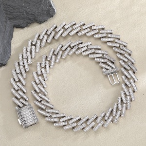 OUGEPHELI 17mm Hip Hop Iced Out Rectángulo CZ Zircon Collar De Cadena Cubana Eslabones Cubano Collar Miami Cuban Link Chain - Product Image 2