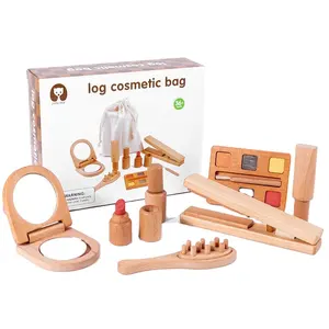Kayu bermain pura-pura mainan kosmetik Aksesori kecantikan kayu simulasi kosmetik Make Up Set mainan