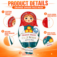 Sachet en aluminium mat personnalisé en forme de Matryoshka Kawaii avec encoche de déchirement et ouverture facile pour masque facial et soins de la peau