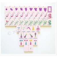 Jeu de Mahjong américain en acrylique rose clair, 160 tuiles en relief motif vigne de raisin, jeu de société familial, cadeau pour fête
