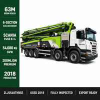 Camión Bomba de Concreto Diésel Zoomlion ZLJ5540THBSE Usado, Pluma de 63m, Productividad de 180m/h, Scania 8x4, Segunda Mano, China
