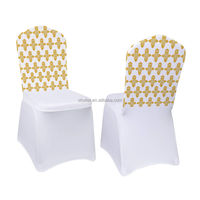 Housse de chaise en spandex personnalisée en or d'Éthiopie avec capuchon de chaise universel en spandex pour banquet, hôtel, salle à manger, fête