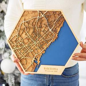 El Mejor Regalo <span class=keywords><strong>de</strong></span> Inauguración <span class=keywords><strong>de</strong></span> Casa o Cumpleaños, Exclusivo Mapa <span class=keywords><strong>de</strong></span> Calles <span class=keywords><strong>de</strong></span> la Ciudad en <span class=keywords><strong>Madera</strong></span> 3D <span class=keywords><strong>de</strong></span> <span class=keywords><strong>Barcelona</strong></span>, Adorno Decorativo para el Hogar, Decoración <span class=keywords><strong>de</strong></span> Pared 3D - Product Image 1