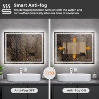 Miroir de salle de bain lumineux intelligent à LED au design moderne, vente directe d'usine, commande par interrupteur tactile, anti-buée, style mural