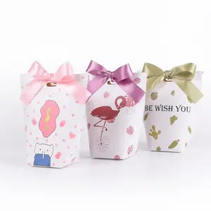 Grosir kotak kertas lipat Flamingo untuk permen cokelat syal kotak hadiah kecil untuk pesta ulang tahun hadiah kotak