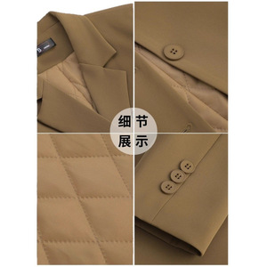 Women's Quilted Suit Jacket Warm Thickened Winter Coat Elegant Professional Full Sleeve Waist Cinching No Wrinkle Treatment - Product Image 5