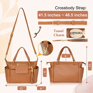 Bolso <span class=keywords><strong>de</strong></span> pañales cruzado para mamá, bolso <span class=keywords><strong>de</strong></span> viaje <span class=keywords><strong>de</strong></span> cuero para bebé, bolso <span class=keywords><strong>de</strong></span> hombro para pañales - Product Image 2