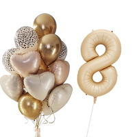 Ensemble de ballons en latex en forme de cœur de 40 pouces, grand ballon en feuille, couleur crème caramel, pour la décoration d'anniversaire