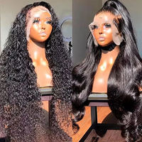 Perruque Water Wave pour Femme en Cheveux Humains, Lace Front HD Sans Colle, Pré-épilée avec Baby Hair, Ligne de Cheveux Naturelle, Raie au Milieu, Longue, Dégradée, Soyeuse