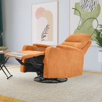Chaise de canapé inclinable à bascule pivotante de couleur orange avec port de charge USB et porte-gobelet pour le salon