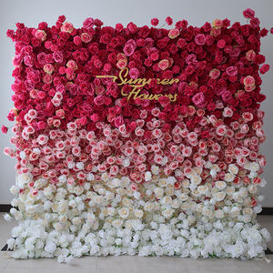 Fondo de Pared de Flores Artificiales Decorativo 3D Personalizado 8x8, Telón de Fondo de Pared de Flores Simuladas - Product Image 2