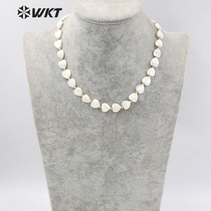 WT-JN191 Women <strong>Pure</strong> Holy White Shell Heart Necklace Lovely Hand Strand Beads Shell Necklace 16 Inch Long <strong>Lover</strong> Wedding Necklace - Product Image 5