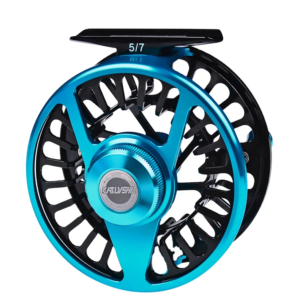 CNC Machine Right & Left Handle Fly Reel Aluminum Fly Fishing 5/7 7/9 9/10 WT Wheel Blue & Black Color Fly Fishing Reel