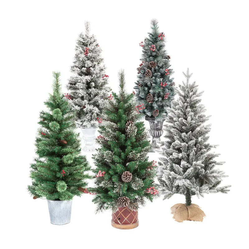 Groen Wit Multi Soorten Verschillende Stijlen Custom Pe Pvc Kleine Pot Plastic Stronk Stand Kerstboom Met Lichten En Staan