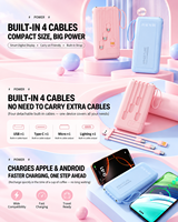 Batterie externe HYTO 10000mAh 20000mAh avec 4 câbles intégrés, écran numérique, chargeur portable avec support pour téléphone pour iPhone Android