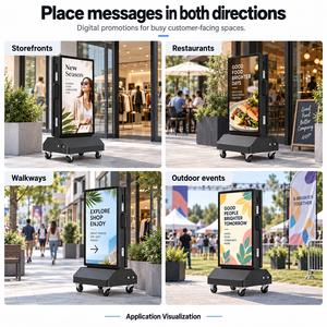 Affichage numérique mobile double face Gemdragon <span class=keywords><strong>de</strong></span> 43 pouces alimenté par batterie pour extérieur, 2000 nits, IP65, avec roues - Product Image 6