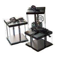 Boîte à gâteau transparente en PET en gros pour l'emballage de gâteaux d'anniversaire et de mariage