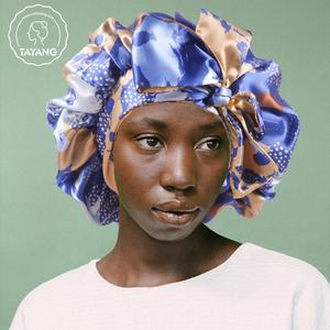 Tresse cheveux bord foulards tête nuit bonnets de couchage tache soie cravate cheveux tresses enveloppes Double face femmes Bonnet - Product Image 1