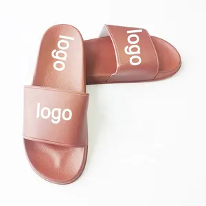 Hot Sale women Sandals and Slippers Outdoor Indoor Waterproof Slides Footwear Brown PVC Customized slippers for US Women