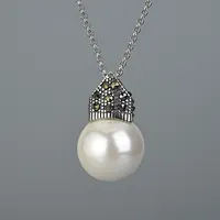 Collier de perles d'eau douce pour femmes, bijoux rétro en argent sterling 2019, collier de perles naturelles